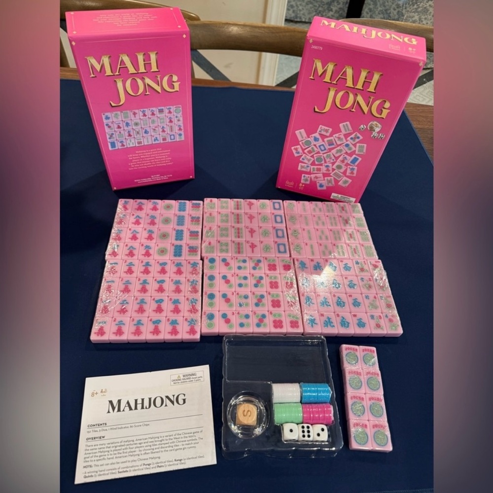 Pink Mahjong Set with Accessories